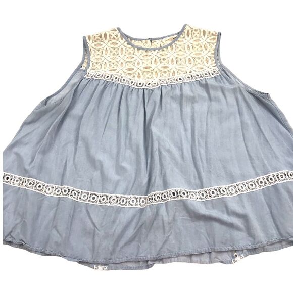 Hint of Mint Sleeveless Lace Top Oversized Relaxed Top shirt Size 3X - Picture 1 of 9